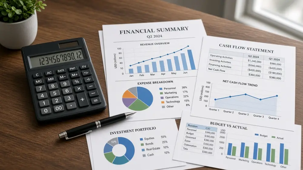 Financial reports and calculator